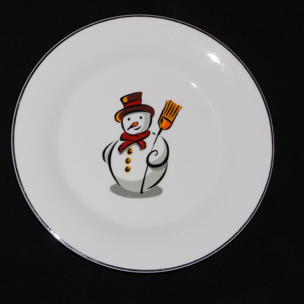 Whimsical Snowman Plates by Jerren Kirsty | Vintage Christmas Plates Set of 2